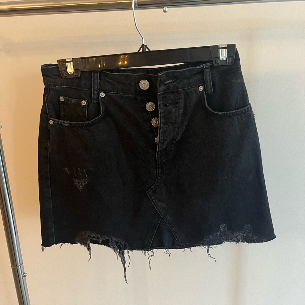 Black denim skirt